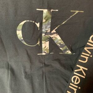 Calvin Klein Black Long Sleeve Tee with Camouflage CK Logo